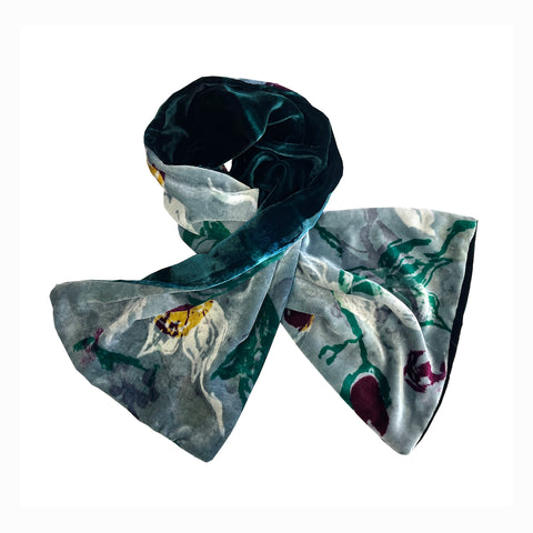 Antique florals velvet scarf