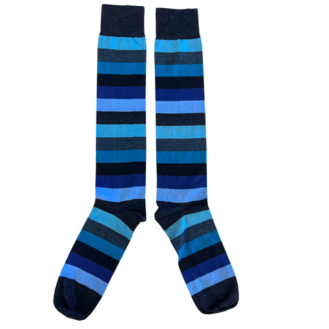 Indigo Stripe long fine wool socks ( large)