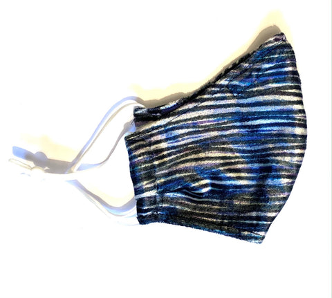 Blue horizontal wave velvet mask medium